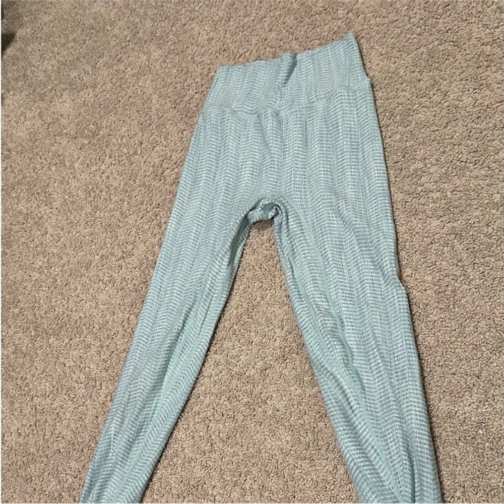 P'tula Peak Sculpt Textured Teal High-Waist Leggings herringbone - Picture 4 of 4